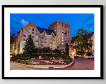 Indiana University - Framed, Ready-to-Hang - Indiana Memorial Union at Night - 11x14, 16x24, 20x30, 24x36