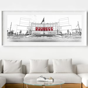 Indiana University - Framed - Assembly Hall at Indiana University, Panoramic - 12x36 Panoramic - Black, White, Cherry, or Brown Frame