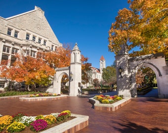 Indiana University Sample Gates Photograph: Autumn Campus Scene