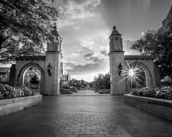 Indiana University Sample Gates Photograph - Black and White Print