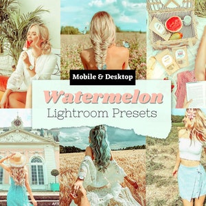 3 PRO Watermelon Mobile/Desktop Lightroom Presets - Bright Airy Presets, Soft Presets, Summer Presets, Vivid Presets, Instagram Presets, DNG