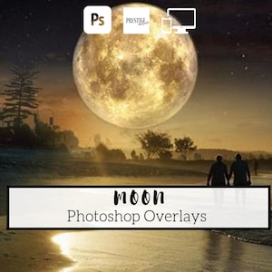 12 superposiciones realistas de Photoshop de luna: PNG transparente, photoshop, superposiciones, fácil de usar, DESCARGA DIGITAL