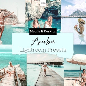 5 PRO Aruba Mobile/Desktop Lightroom Presets - Bright Summer Presets, Ocean Presets, Tropical Presets, Airy Beach Presets, Vivid Blue Preset