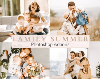 13 Pro Family Summer Photoshop-acties - Warme acties, Zomeracties, Humeurige Vintage-acties, Kinderacties, Romige acties, Instagram