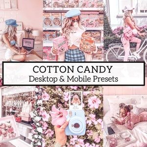 12 Cotton Candy Mobile/Desktop Lightroom Presets - Instagram Presets, Pink Airy Presets, Bright Presets, Pastel Presets, Soft Presets, DNG