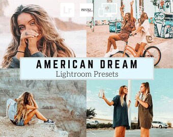 20 American Dream Mobile/Desktop Lightroom Presets - Bright Vivid Presets, Travel Presets, Instagram Filter, Blogger Presets, Clean Airy DNG