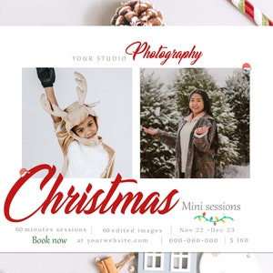 Christmas Mini Session Template: Clean Photographer PSD (7x5in)