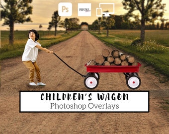 12 Realistic Children's Wagon Photoshop Overlays - Transparent PNG, photoshop, overlays, easy to use, DIGITAL DOWNLOAD