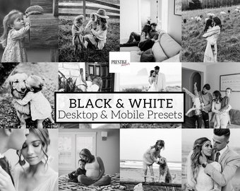 12 Black And White Lightroom Mobile And Desktop Presets - Family Presets, Wedding Presets, Children Presets, Pet Presets, Portrait Presets
