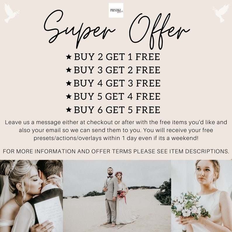 5 Airy Wedding Photoshop Actions Great for Weddings, Family, Children, Studio Shoots, Couples And More Romantic, Wedding Day, Marriage image 2
