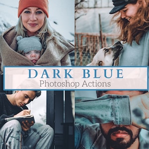 10 Pro Dark Blue Photoshop Actions - Moody Actions, Dark Actions, Deep Blue, Cold Actions, Navy Actions, Atmospheric Actions, Instagram