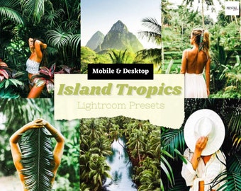 16 Mobile / Desktop Pro Island Tropen Lightroom Presets - Tropical Presets, Üppiges Grün, Vivid Presets, Instagram, Blogger, Outdoors Presets