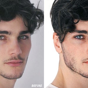 Pu&ograve; includere: Un ritratto ravvicinato di una persona con capelli scuri e ricci e occhi azzurri. La persona guarda direttamente la telecamera con un'espressione neutra.