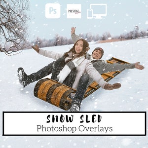 8 Realistic Snow Sleds Photoshop Overlays - Transparent PNG, photoshop, overlays, easy to use, DIGITAL DOWNLOAD