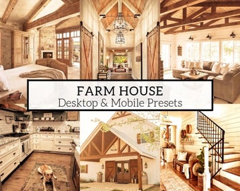 10 Mobile And Desktop Farm House Lightroom Presets - Home Interior Presets , Exterior Design Presets, Real Estate Presets, Warm Home Presets