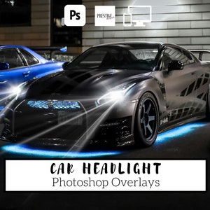 30 Realistic Car Headlight Photoshop Overlays - Transparent JPG, photoshop, overlays, easy to use, DIGITAL DOWNLOAD