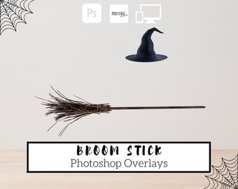 5 Realistic Broom Stick Photoshop Overlays - Transparent PNG, photoshop, overlays, easy to use, DIGITAL DOWNLOAD