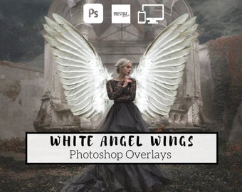 22 superpositions réalistes de Photoshop d'ailes d'ange blanc - PNG transparent, Photoshop, superpositions, facile à utiliser, TÉLÉCHARGEMENT NUMÉRIQUE