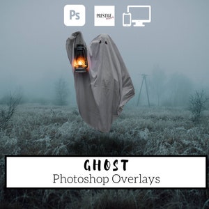 8 Realistic Ghost Photoshop Overlays - Transparent PNG, photoshop, overlays, easy to use, DIGITAL DOWNLOAD
