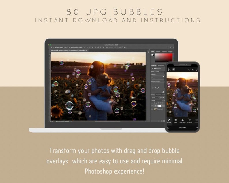 80 Realistic Bubble Photoshop Overlays Transparent JPG, photoshop, overlays, easy to use, DIGITAL DOWNLOAD 画像 6