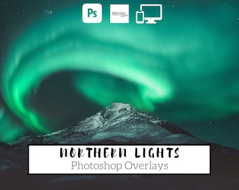 50 superpositions réalistes de Photoshop Northern Lights - JPG transparent, Photoshop, superpositions, facile à utiliser, TÉLÉCHARGEMENT NUMÉRIQUE