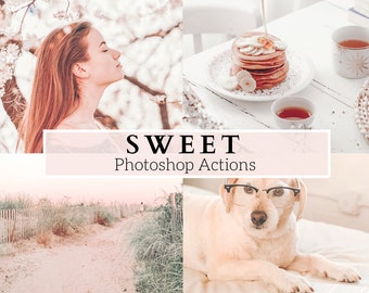 5 Sweet Photoshop Actions - Bright, Airy, Pink, Instagram, Bloggers, Spring, Portrait, Soft, Pastel Actions