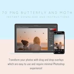 70 superposiciones realistas de Photoshop de mariposas y polillas: PNG transparente, photoshop, superposiciones, fácil de usar, DESCARGA DIGITAL imagen 5