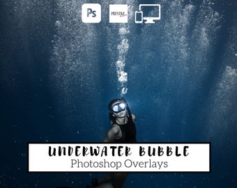 35 superposiciones realistas de Photoshop de burbujas submarinas: PNG transparente, photoshop, superposiciones, fácil de usar, DESCARGA DIGITAL