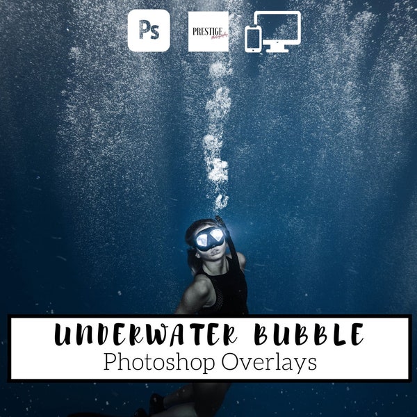 35 Realistic Underwater Bubble Photoshop Overlays - Transparent PNG, photoshop, overlays, easy to use, DIGITAL DOWNLOAD