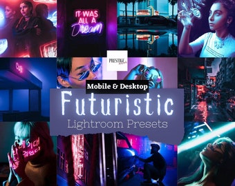 20 futuristische mobiele/desktop Lightroom-voorinstellingen - Neon-voorinstellingen, Cyberpunk-voorinstellingen, donkere voorinstellingen, humeurige voorinstellingen, nachtvoorinstellingen, DNG-voorinstellingen