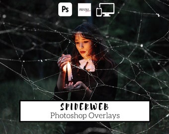 Superposiciones de telarañas realistas para Photoshop: 25 imágenes JPG transparentes (descarga digital)