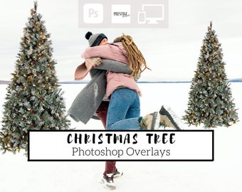 18 realistische kerstboom Photoshop-overlays - transparante PNG, photoshop, overlays, gemakkelijk te gebruiken, DIGITALE DOWNLOAD