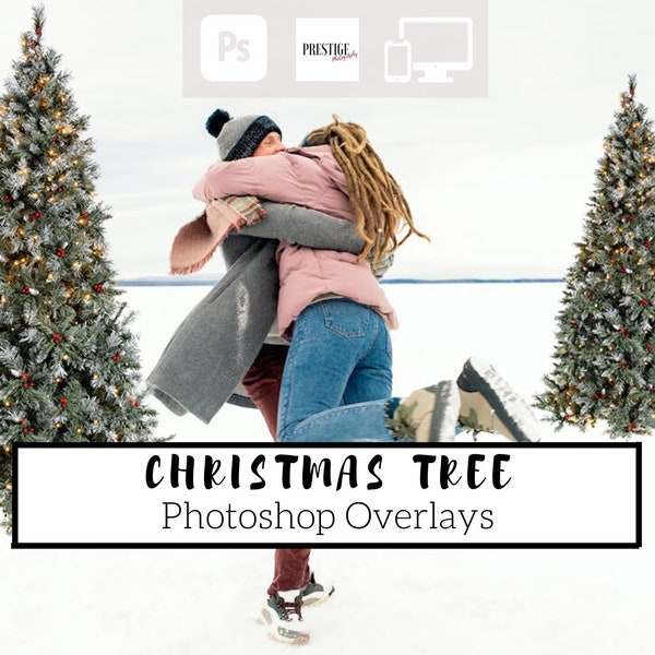 18 Realistic Christmas Tree Photoshop Overlays - Transparent PNG, photoshop, overlays, easy to use, DIGITAL DOWNLOAD