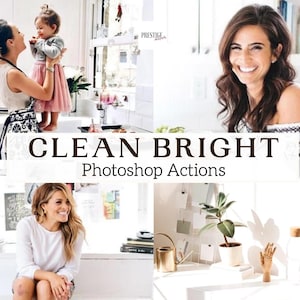8 Clean Bright Photoshop Actions One-Click ATN Presets for Photoshop | Edit JPG and RAW | Professional Photo Retouching