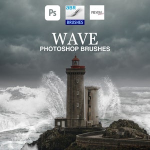 30 Wave Photoshop Brushes - ABR photoshop brushes, easy to use, DIGITAL DOWNLOAD