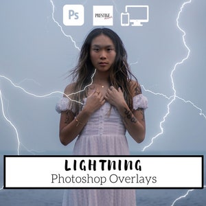 30 Realistic Lightning Photoshop Overlays - Transparent PNG, photoshop, overlays, easy to use, DIGITAL DOWNLOAD