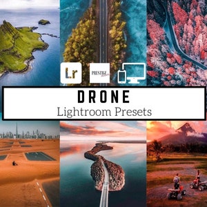 Puede incluir: Una colección de ajustes preestablecidos de Lightroom para la fotografía de drones. Los ajustes preestablecidos están diseñados para mejorar los colores y el contraste de las fotos de drones, haciéndolas más vibrantes y llamativas. Los ajustes preestablecidos son compatibles con las versiones de escritorio y móvil de Lightroom.