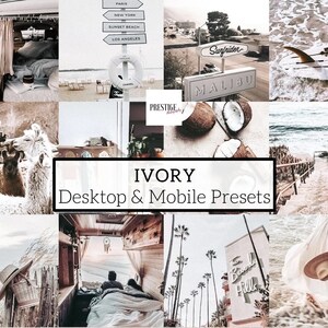 8 MOBILE Lightroom Presets IVORY Desktop Presets - Travel Presets, Bright Presets, Aesthetic Presets, Moody Presets, Instagram Presets, DNG