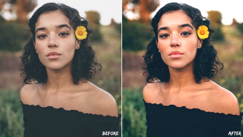 Pu&ograve; includere: Una donna con i capelli scuri e ricci e un fiore giallo nei capelli guarda direttamente la telecamera. Indossa una camicetta nera a spalle scoperte.