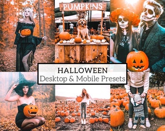 20 mobiele/desktop Pro Halloween Lightroom-presets - oktober-presets, herfstpresets, warme humeurige presets, kinderpresets, horrorpresets