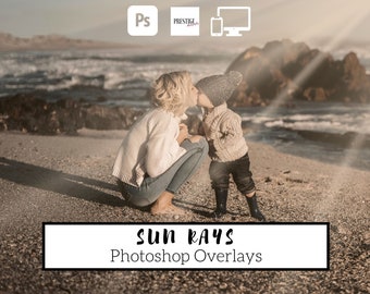 Superposiciones de rayos de sol para Photoshop: 30 efectos PNG realistas (descarga digital)
