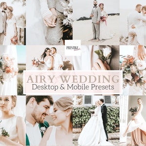 15 Airy Wedding Mobile/Desktop Lightroom Presets - Great for Weddings, Family, Children, Couples And More - Romantic, Wedding Day, Marriage