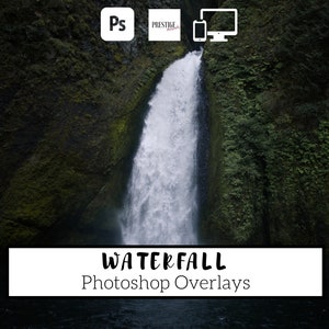 30 Realistic Waterfall Photoshop Overlays - Transparent PNG, photoshop, overlays, easy to use, DIGITAL DOWNLOAD