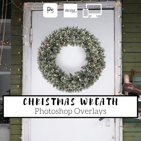 15 Realistic Christmas Wreath Photoshop Overlays - Transparent PNG, photoshop, overlays, easy to use, DIGITAL DOWNLOAD