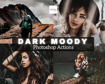 5 Dark Moody Photoshop Actions - Dark Rustic Actions, Moody Tones Actions, Low Light Actions, Outdoor Actions, Atmoshperic Actions, Travel