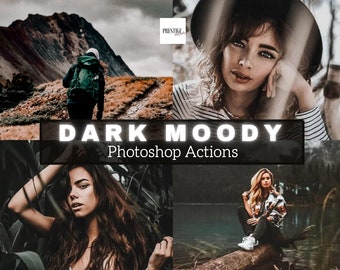 5 Dark Moody Photoshop Actions - Dark Rustic Actions, Moody Tones Actions, Low Light Actions, Outdoor Actions, Atmoshperic Actions, Travel