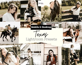 6 Texas Mobile/Desktop Lightroom-presets - rustieke presets, heldere presets, Amerikaanse presets, luchtige presets, zomerpresets, Instagram-filter