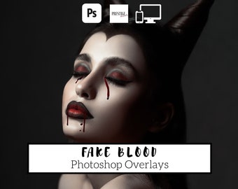 21 Realistic Fake Blood Photoshop Overlays - Transparent PNG, photoshop, overlays, easy to use, DIGITAL DOWNLOAD