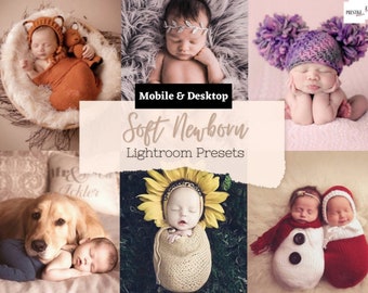34 Mobile/Desktop Soft Newborn Lightroom Presets - Great For Newborn, Infant, Baby, Children, Family Photos, Kids, Studio Shoots And More