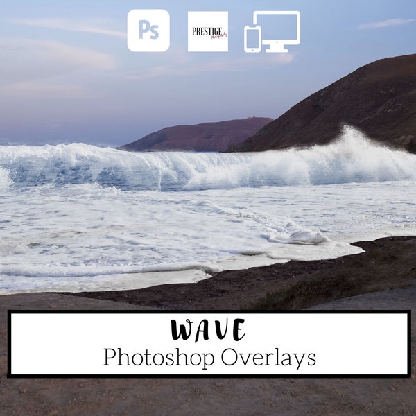 30 Realistic Wave Photoshop Overlays - Transparent PNG, photoshop, overlays, easy to use, DIGITAL DOWNLOAD